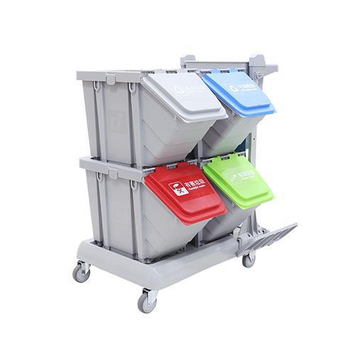 靈動型分類收納系統(tǒng)清潔車，配工具袋、4個25公升分類箱 JD T4100