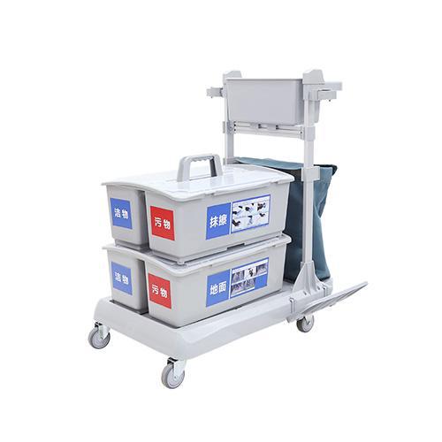 靈動型平推系統(tǒng)清潔車，配垃圾袋，雙格桶x2，含標貼 JD R223