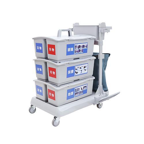 靈動(dòng)型平推系統(tǒng)清潔車 配垃圾袋、3個(gè)含標(biāo)貼雙格桶 JD R323