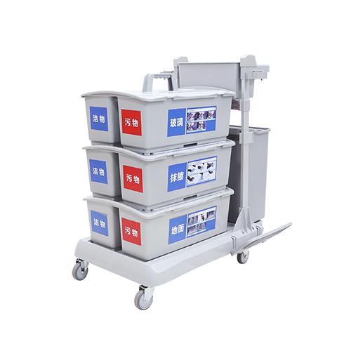 靈動型平推系統(tǒng)清潔車 配23升垃圾桶、3個雙格桶、2套車架/箱 JD G323